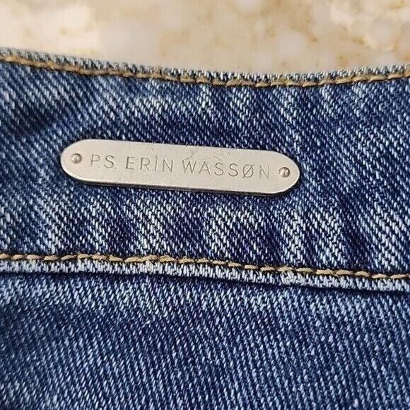 P.S. Erin Wasson Shorts womens embroidered back pockets distressed jean 24 - Picture 3 of 9